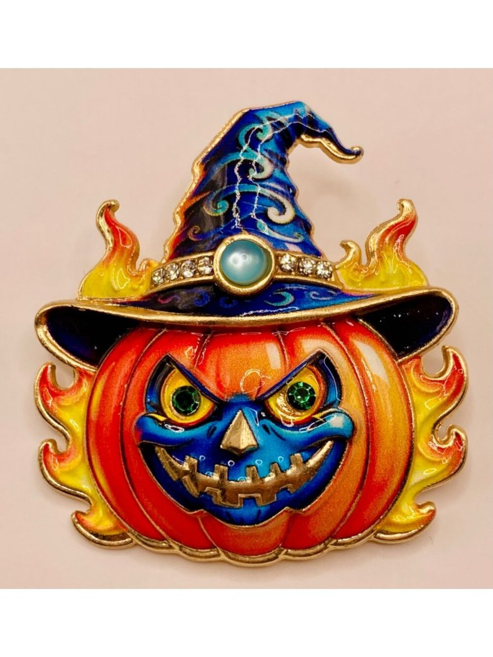 Halloween Jack-O-Lantern Witch Hat Enamel Brooch Pin -57B